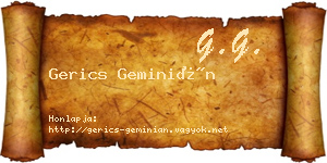 Gerics Geminián névjegykártya